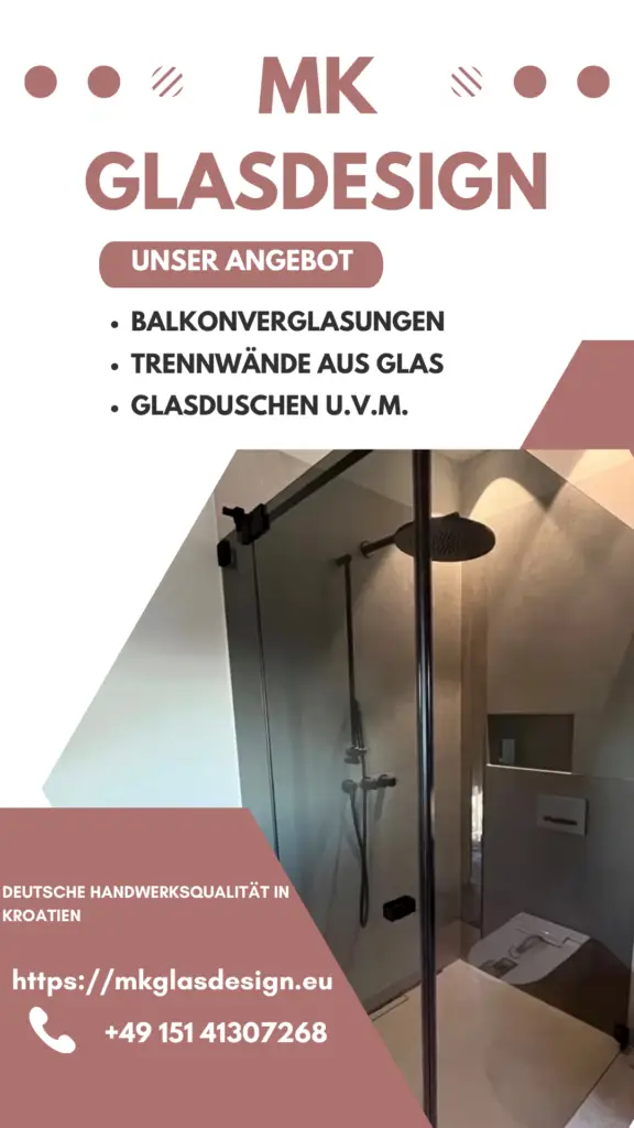 Glasdusche mit Rauchglas